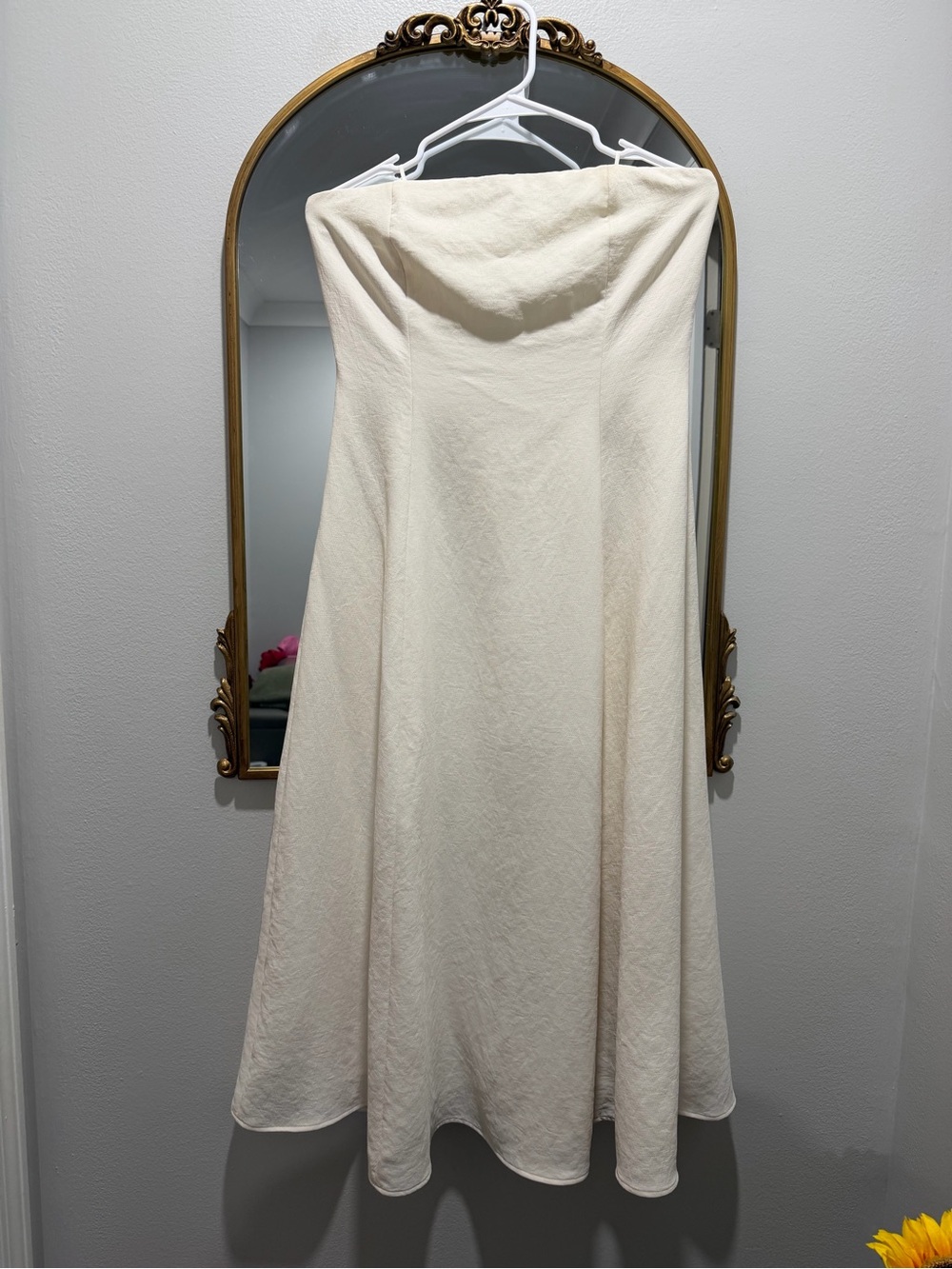 Aritzia Cream Strapless A-Line Dress